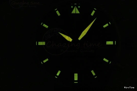 MIROTIME 0118 Pilot Chrono SS AZF 1:1 Best Edition Black Dial Orange Markers on Brown Leather Strap A EasyCare 7065